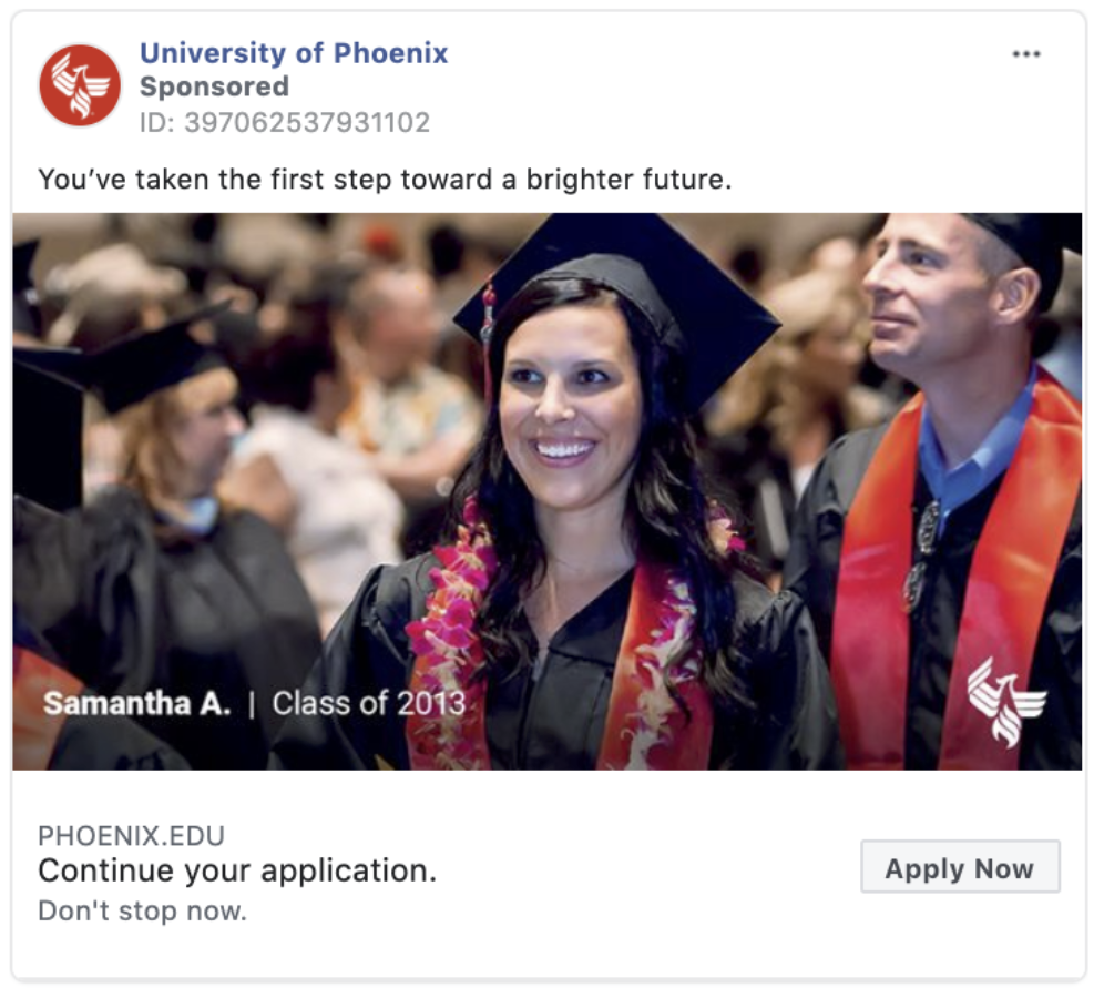 University of Phoenix CTA: Apply now